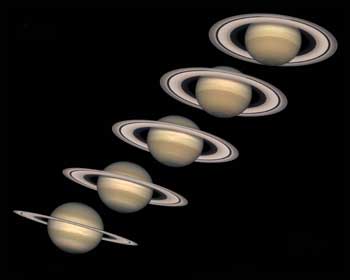 Saturne depuis la Terre: T�lescope Hubble