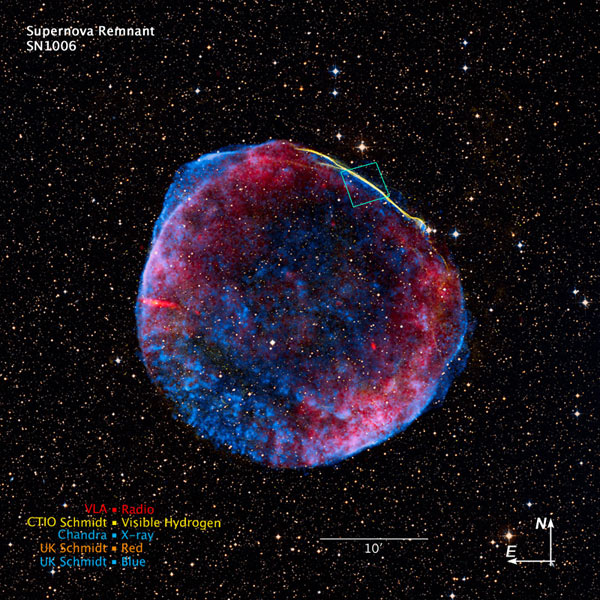 sn1006 &copy;HST, Chandra