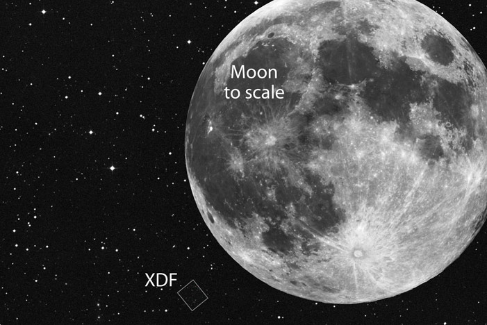 XDF et la Lune &copy;HST