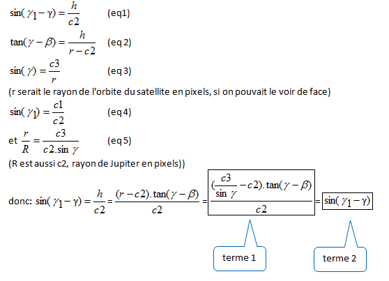 Relations trigonom�triques dans le syst�me Jupit�rien
